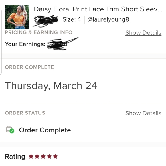 Orange Daisy Floral Print Lace Trim Short Sleeve Crop Top - Picture 3 of 13